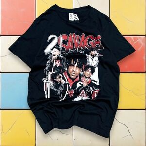 VTG 21 Savage Y2K  Lil Harold American Dream Tour T Shirt Rap Hip Hop Black Tee